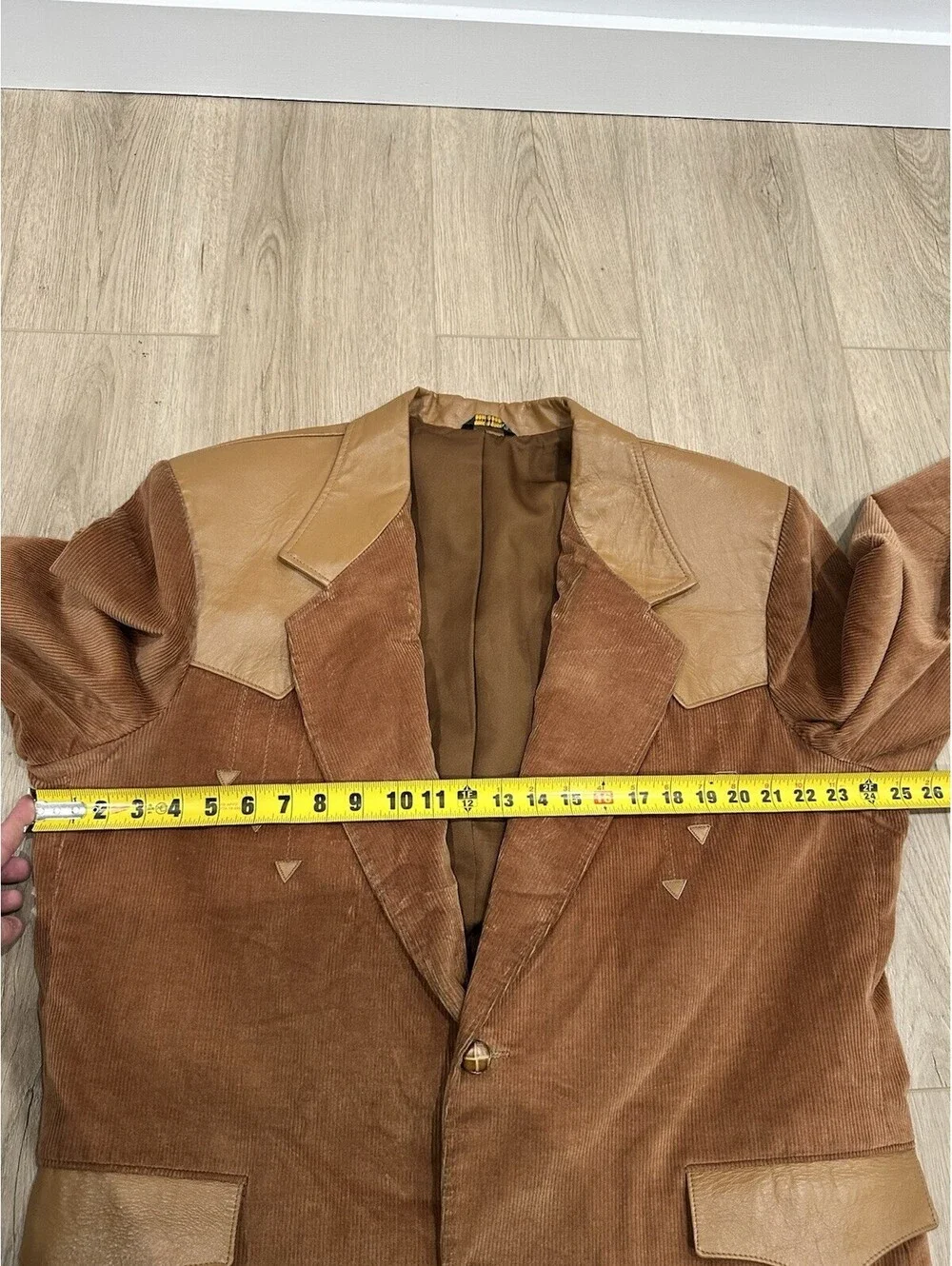 VTG Pioneer Wear Brown Corduroy Leather Cowboy Blazer Jacket Rockabilly Sz 48